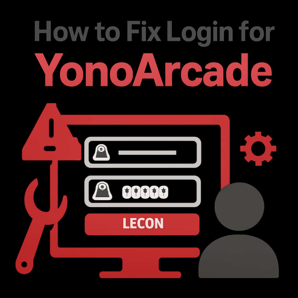 Diagram outlining steps to troubleshoot YonoArcade login.
