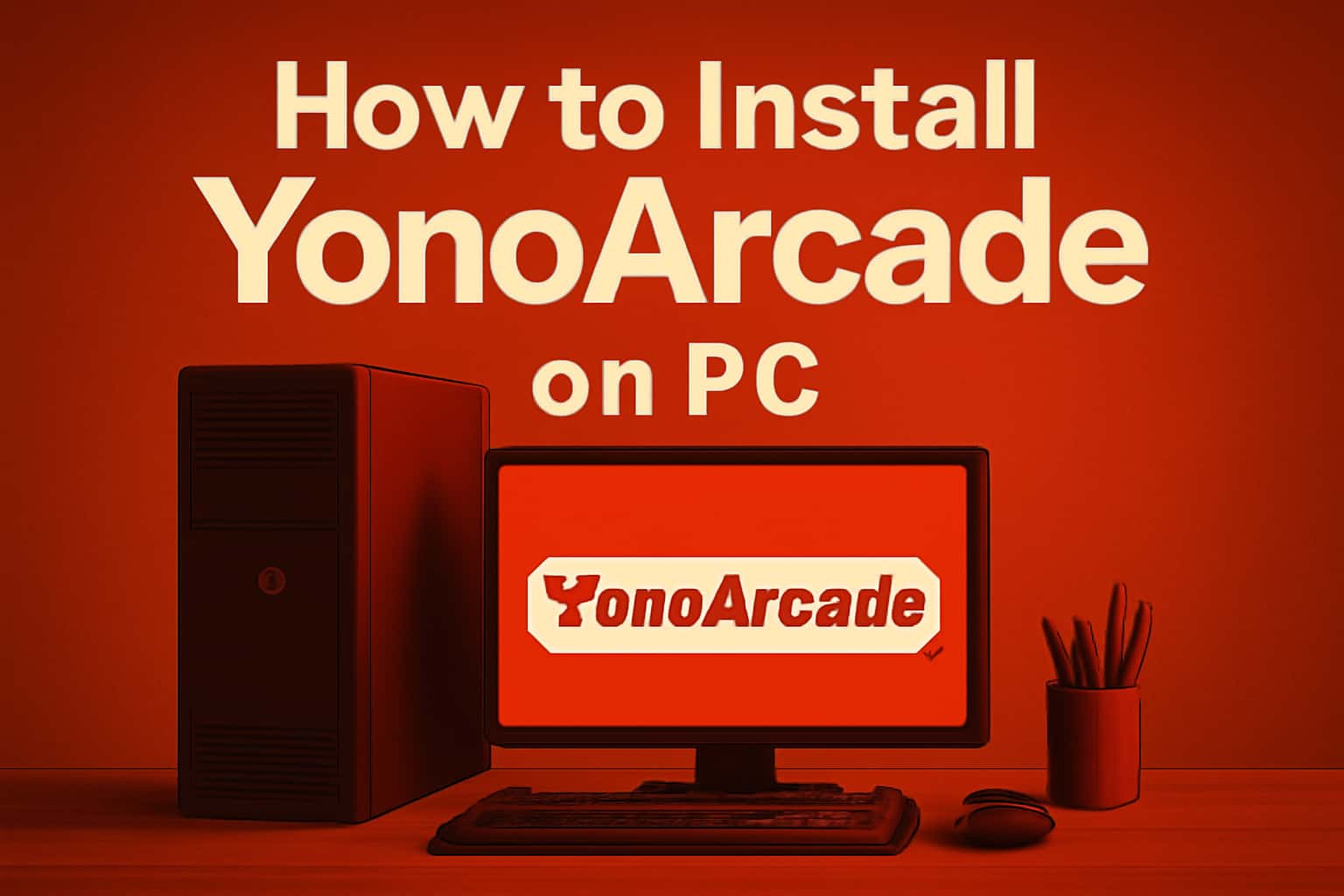 An informational graphic on how to install YonoArcade on a PC.