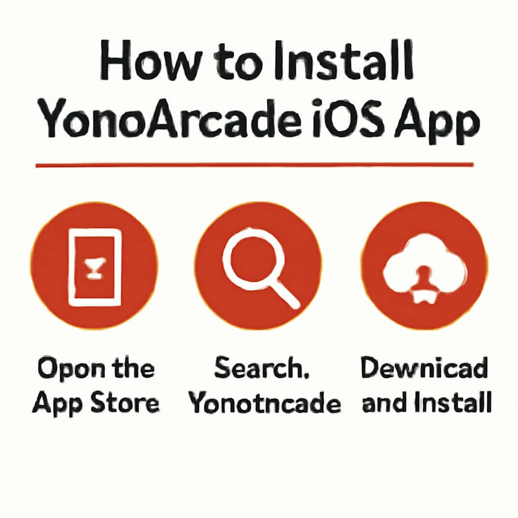 Illustration on installation process for YonoArcade iOS app