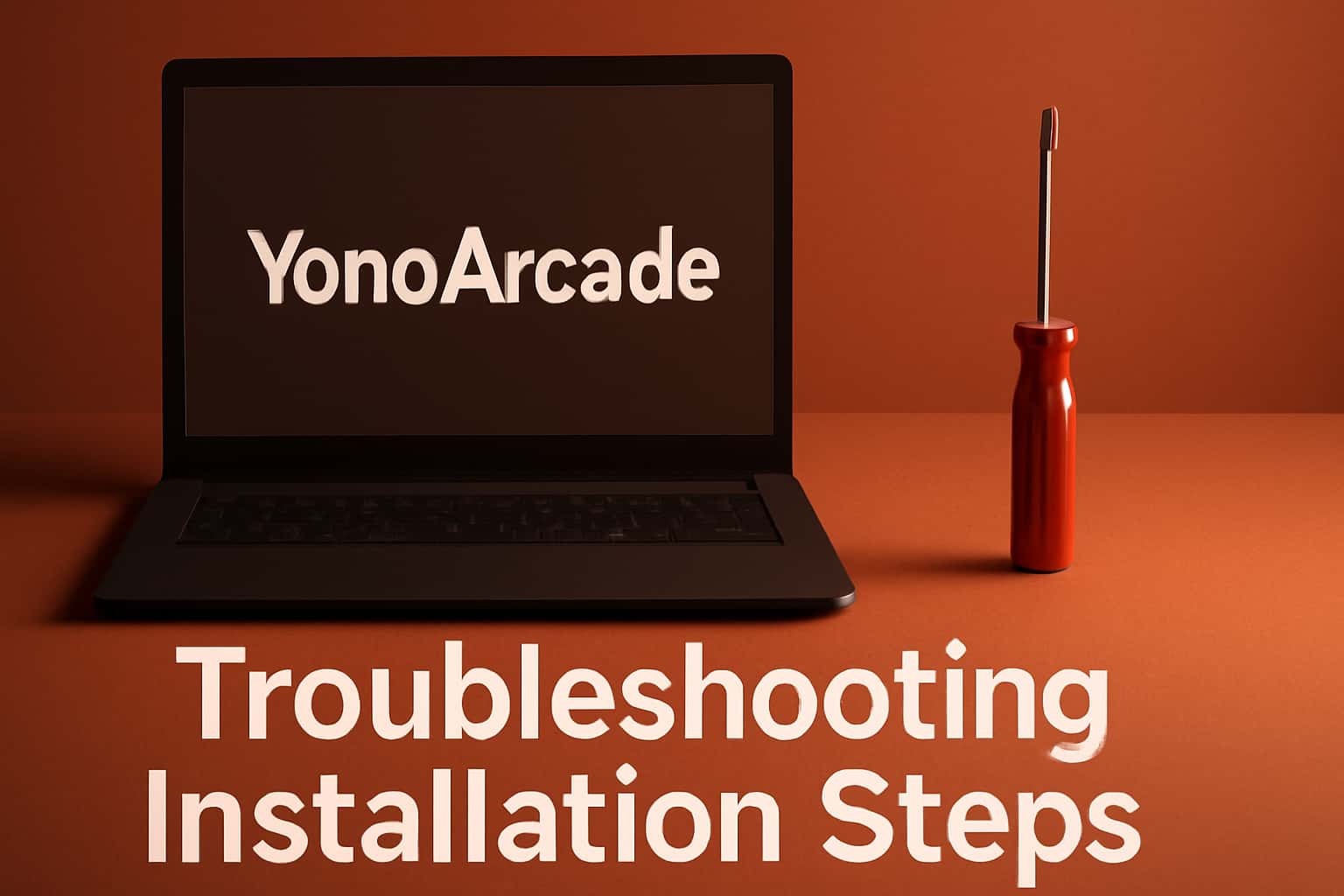 Visual representation of troubleshooting steps for YonoArcade installation.