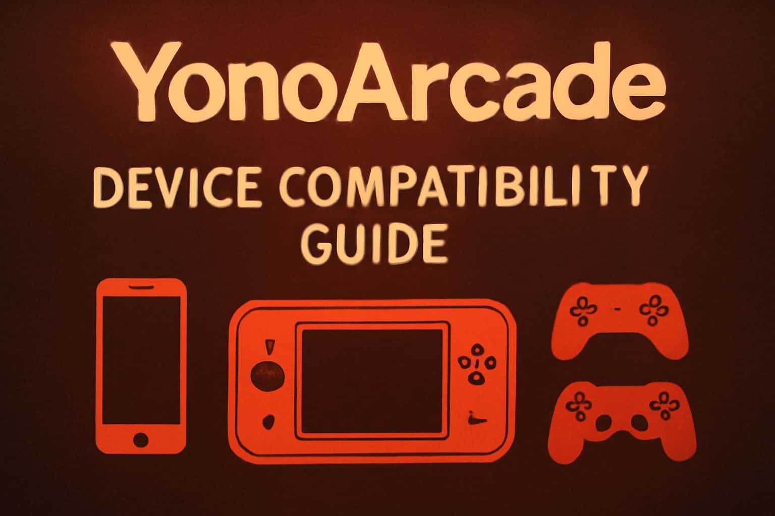 Informational scene depicting YonoArcade Device Compatibility Guide.