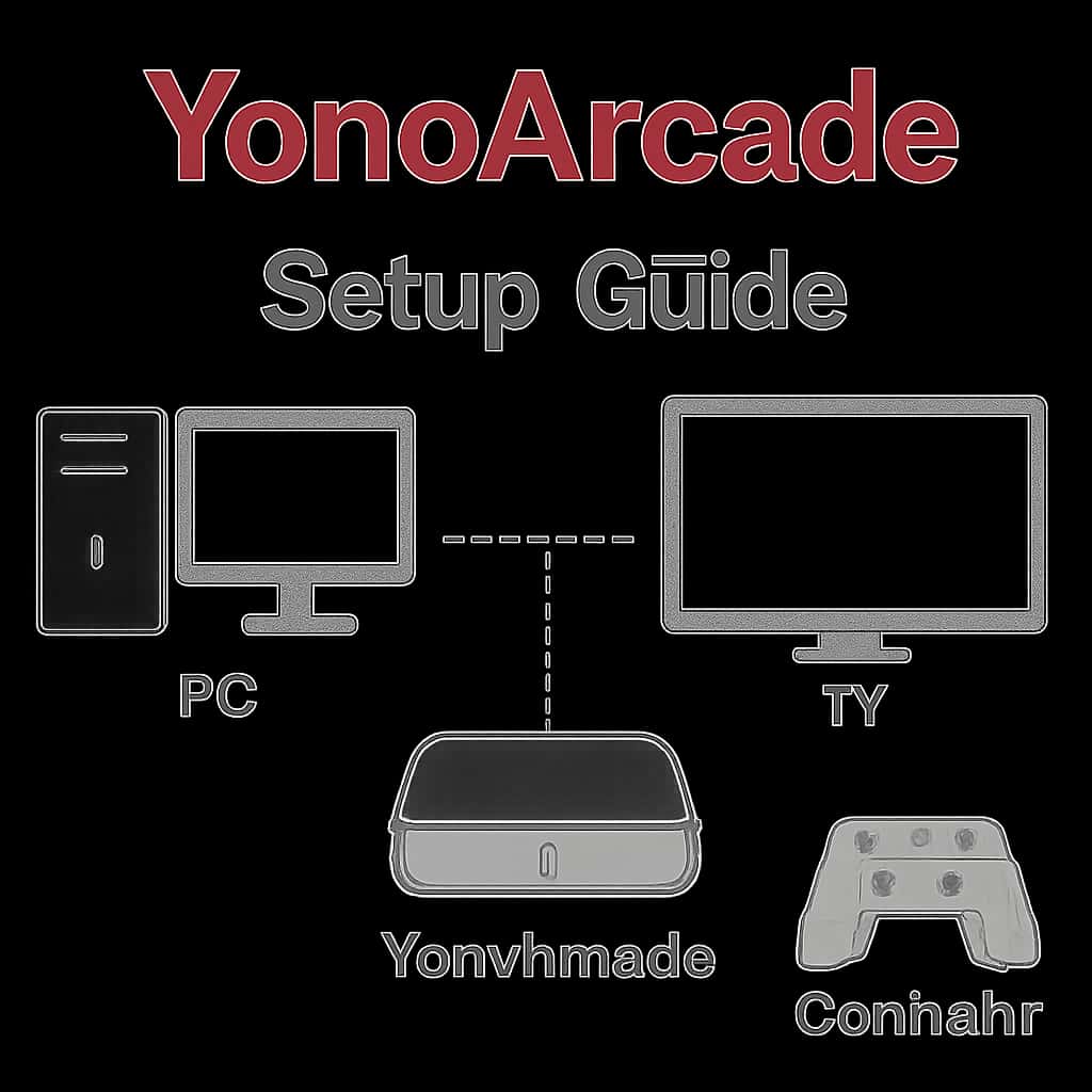 Illustration explaining the YonoArcade setup process.