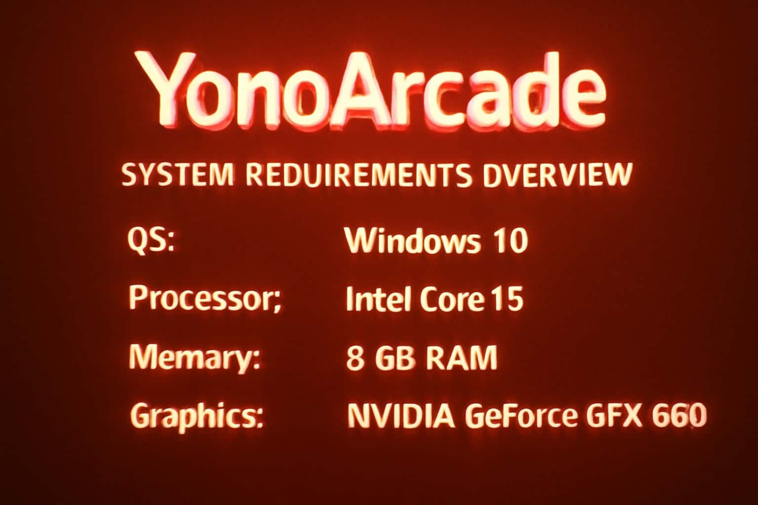 Informational overview of YonoArcade System Requirements
